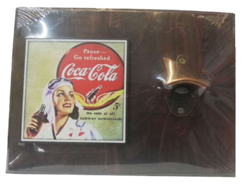 Coke Bottle Opener Wood Plaque