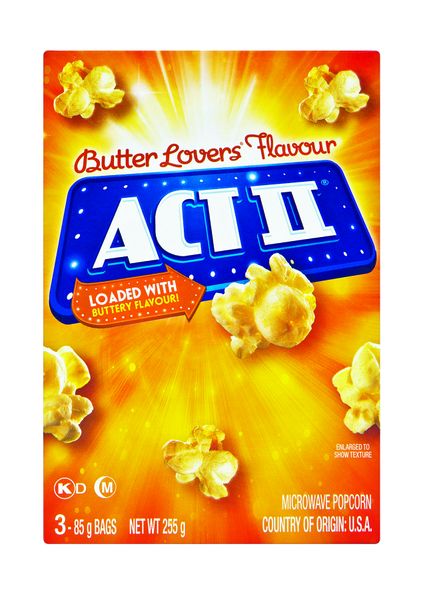 ACT II Butter Lovers Flavoured Microwave Popcorn 255g