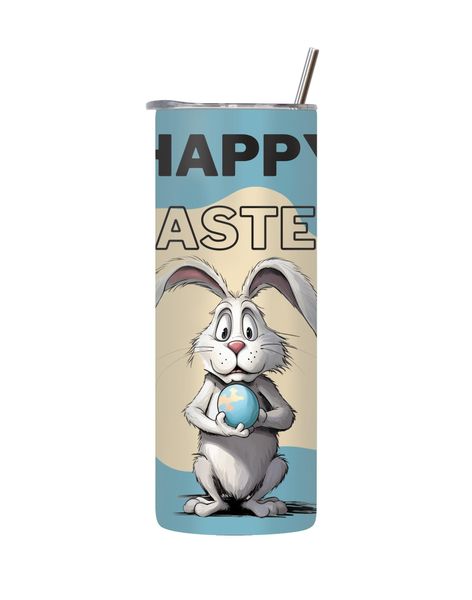 Happy Blue 20 Oz Tumbler with Lid Straw Easter Graphic Design Present 086