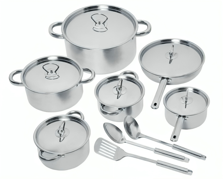 Silver Stainless Steel 15 Piece Cookware