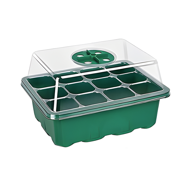 Arfast - 12 Holes Seedling Tray Seed Grow Box with Lid &amp; Base - 10 Pack