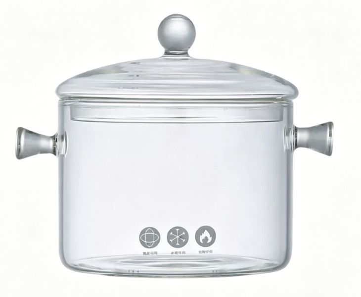 1900ml Clear Glass Simmer Pot with Lid for Stove