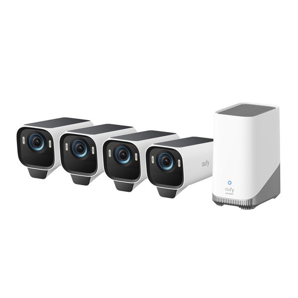eufy S3 Pro 4K Smart Solar Powered Wireless Outdoor Security Camera (4 Kit)