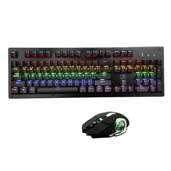 Olive Tree-104 Key Mechanical Gaming Black Keyboard Mouse Set-Blue Switch