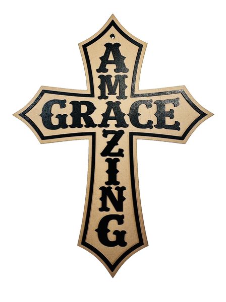 Wooden Amazing Grace Cross - Laser Cutout