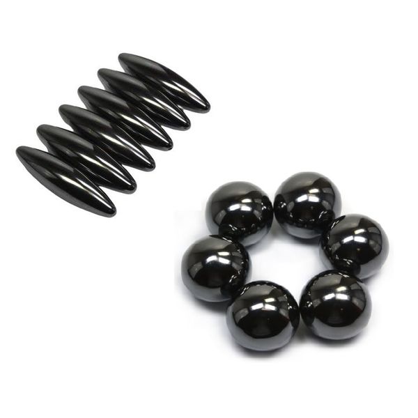 Black Magnetic Ferrite Magnets - Oval x 6 &amp; Round x 6.