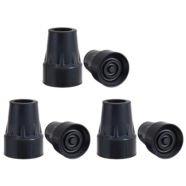 Crutch Tips 7/8 Inch Heavy Duty Non-Slip Rubber Cane Tips 6 Pcs