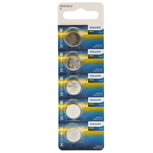 Philips - CR1616 Lithium Coin Battery 3V 5 Blister
