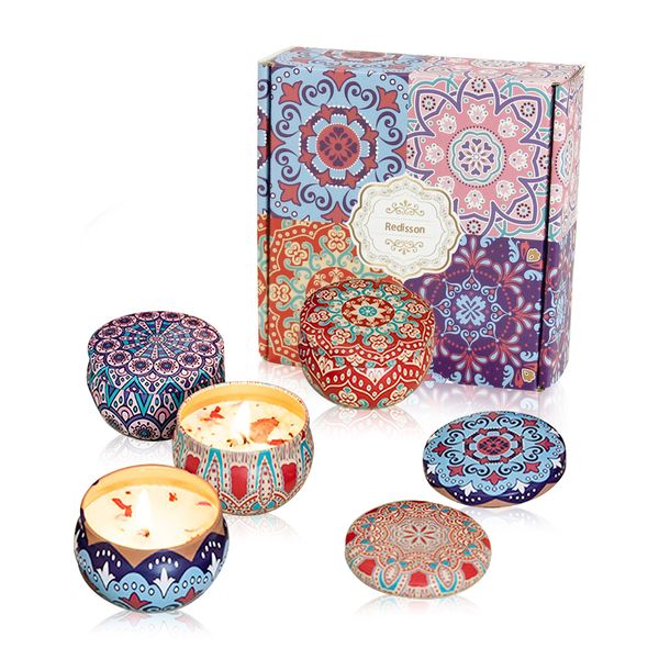 Vintage Florals Scented Candles Gift Set 4 Pack Aromatherapy Candles