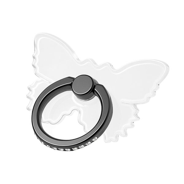 Butterfly Crystal Phone Ring Holder - Black/Transparent