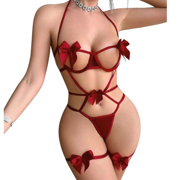 Unwrap Me Tease Strappy Bow Lingerie Set