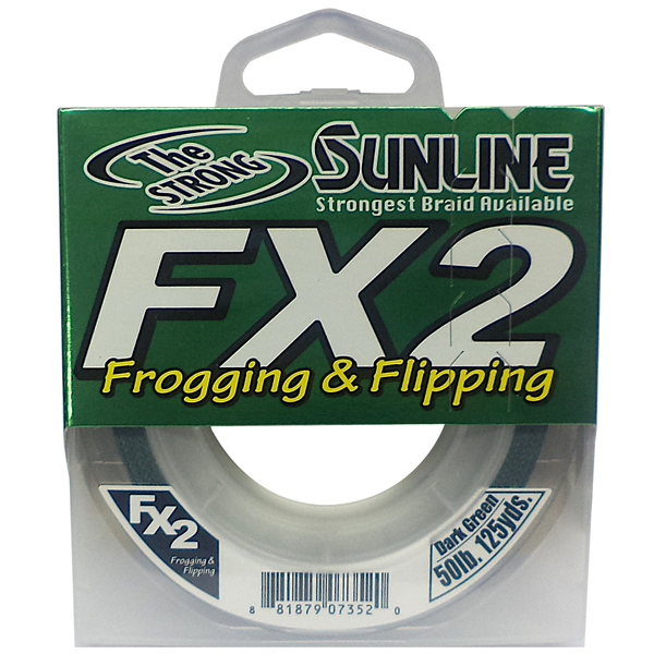 Sunline FX2 Frogging &amp; Flipping Braid 125 Yards (50Lb) (Dark Green)