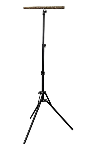 Pet Adjustable Tripod Parrot Perch Stand With Wooden Screw In Stick - 157cm