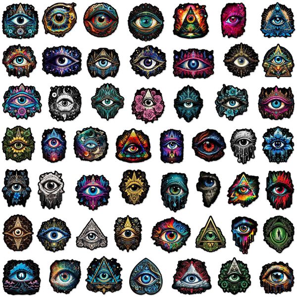 100 PCS Gothic Eye Stickers Pack - Boho Mystical Waterproof Vinyl Decals