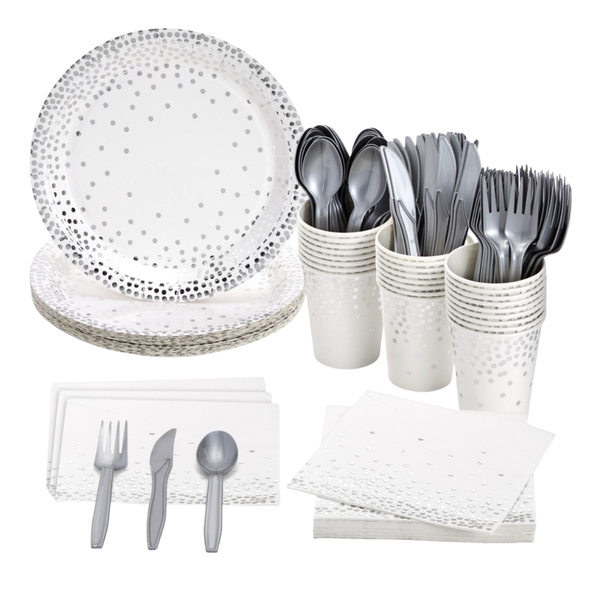 144 Piece Polka Dot Party Supplies