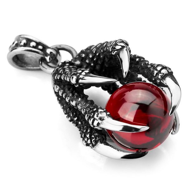 Pendant Necklace Red Dragon Claws Bead Men