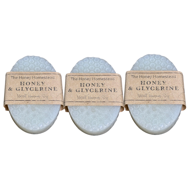 The Honey Homestead 100 % Natural Honey &amp; Glycerine Soap - Pack of 3