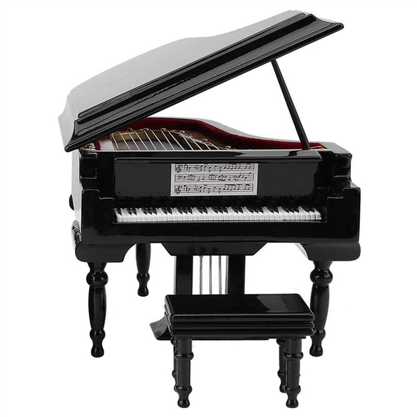 Grand Piano Model Kit with Chair,for Home(Black, Without Music)