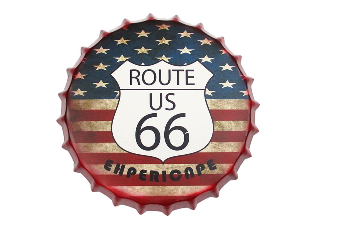Retro Vintage Decorative Wall Metal Bottle Cap Sign Route 66 US Buy