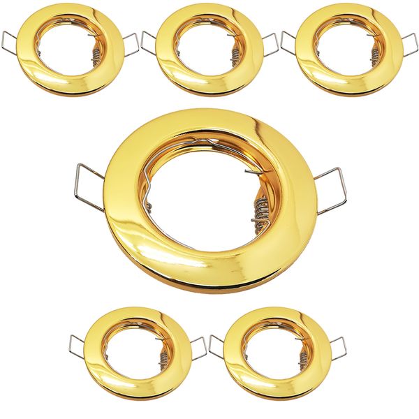 GU10/MR16 LED Down - Light Fitting Fixture Gold pack of 6 - EMS