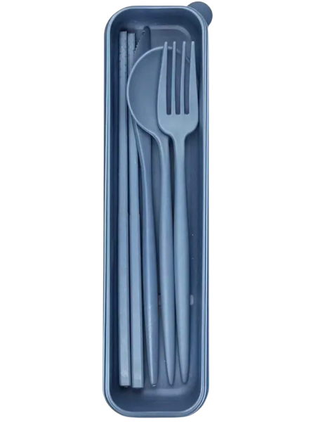 Reusable Travel Cutlery with Case - Wheat Straw Portable Tableware Set.