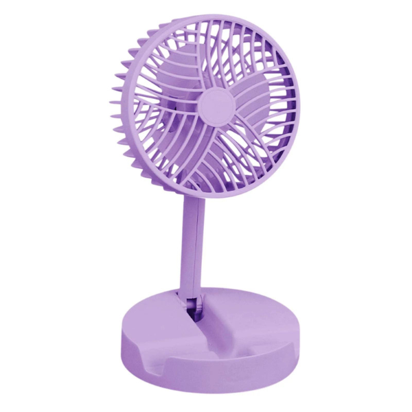 Portable Fan with Phone Holder - Rechargeable USB - Folding &amp; Adjustable