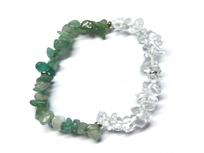 BEAD COOL - Gemstone Chips xAmbitionx - Clearn Quartz Pair with Aventurine