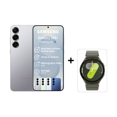 Samsung Galaxy S25+ 5G 256GB Dual Sim - Silver Shadow + Galaxy Watch7 40mm - Green Image