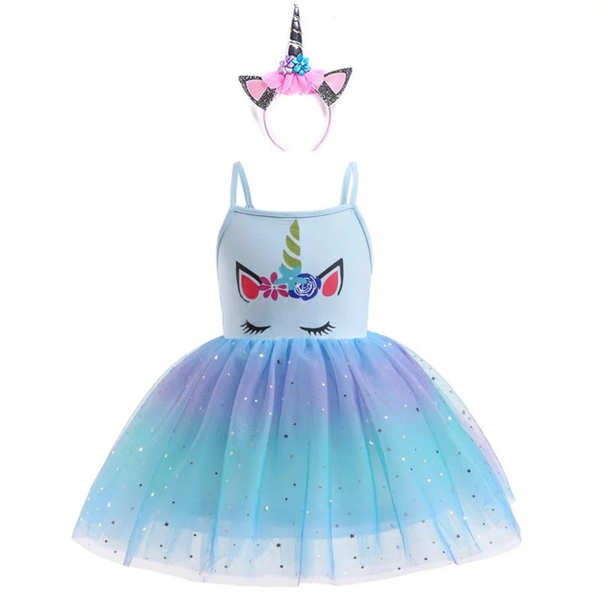 Blue Unicorn Dress and Headband