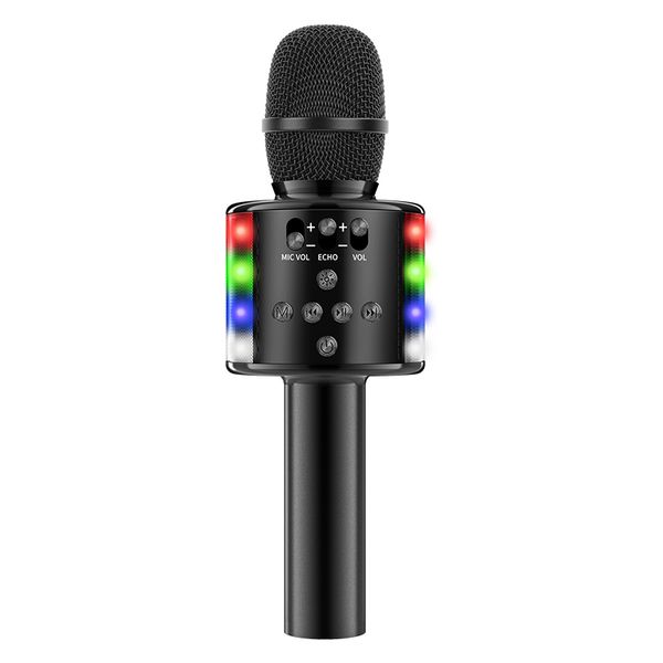 4-in-1 Karaoke Bluetooth Wireless Portable Microphone with LED Lights