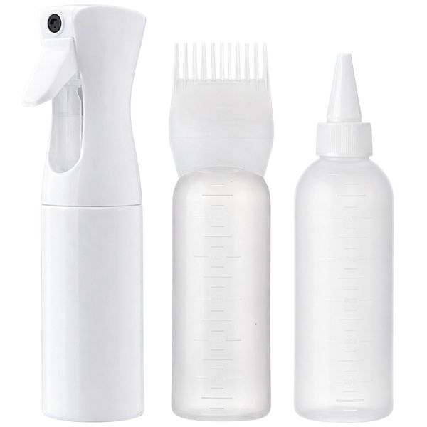 3-in-1 Hair Root Comb Applicator Bottle Set with Spray &amp; Precision Nozzle
