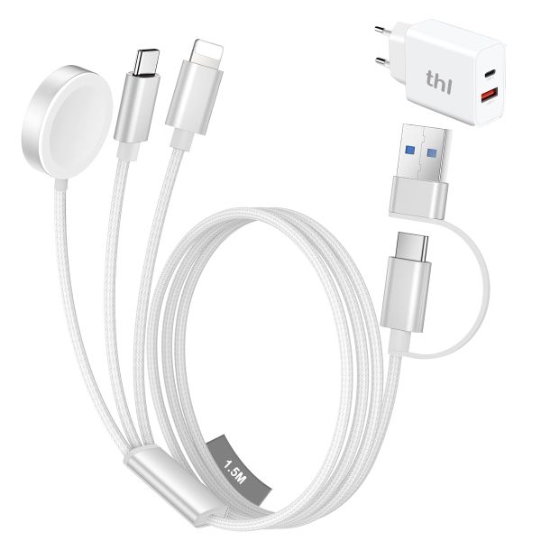 thl Multi Chargers Cable with 20W USB C Charger, for Apple Watch, iphone