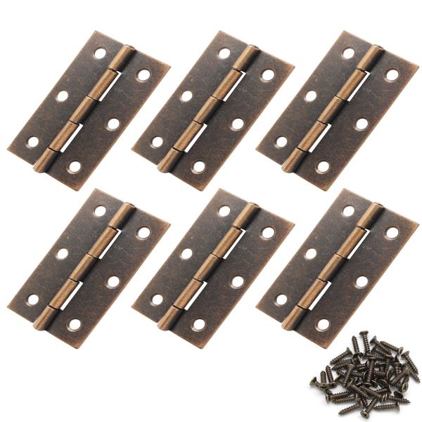 6 2.5-Inch 6-Hole Copper Ball Bearing Hinges With Mounting Screws
