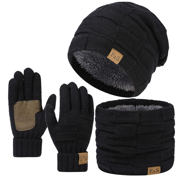 3 Pack Windproof Warm Knit Beanie Set For Winter, For Men &amp; Women