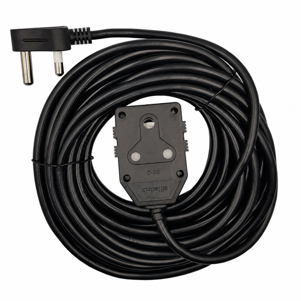Electrosense 20m Extension Cord 10A Double Coupler SA 3-Pin Black