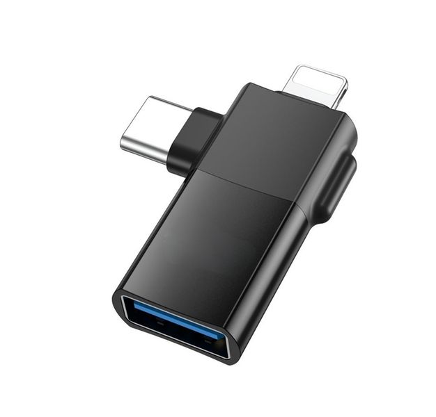 2 in 1 Type C Male/Lightning Male to USB Female 2 in 1 OTG Mini Adapter