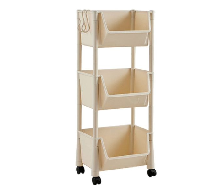 Mobile Storage Trolley with 3 Basket Kitchen Bathroom Storage Rack 86CM