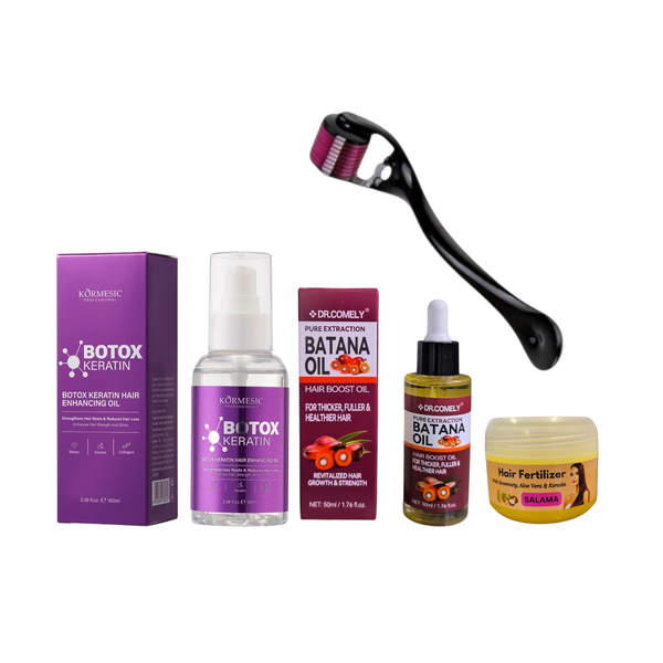 Hair Growth Kit For Full, Maxi &amp; Strong Hair (Batana, Botox, Fertilizer &amp; Roller)