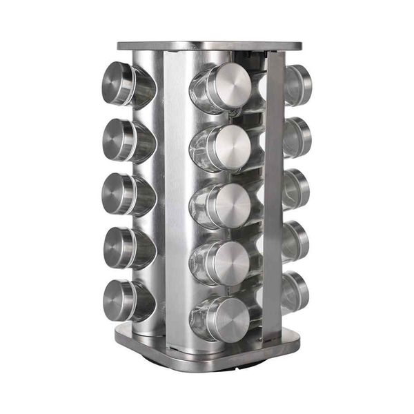 Spice Carousel 16 Piece Spice with Jar with Lid Rotating - Stainless Steel