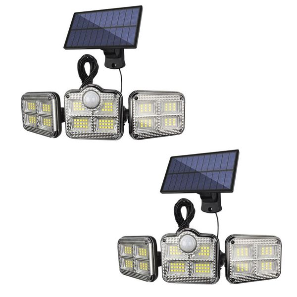 Set of 2 Solar Motion Sensor Outdoor Rotatable 3 Head Light Q-TL90