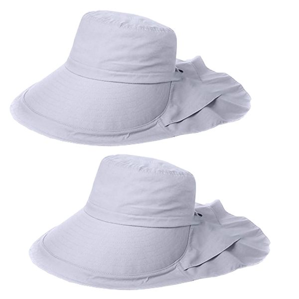 Womens Sun Hat Upf 50+ Wide Brim and Ponytail Hole,Hiking Safari Hat 2Pack