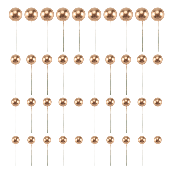 40 PCS Mini Gold Ball Cupcake Toppers for Birthday Party Decoration