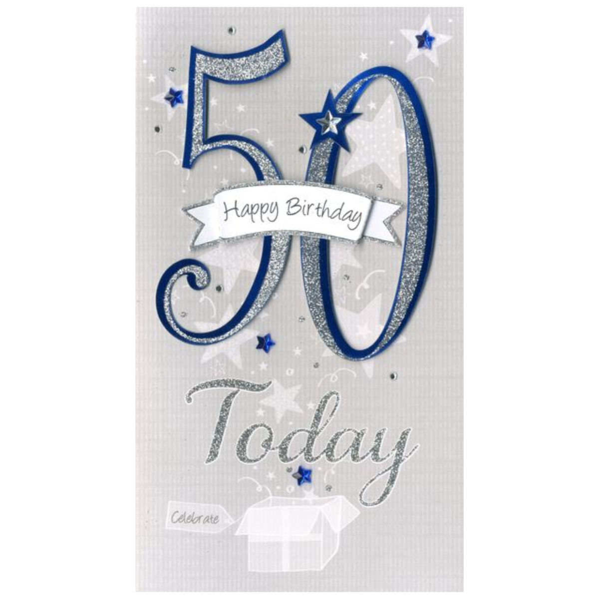 Greeting Card - 50th Birthday - Silver & Blue | Shop Today. Get it ...