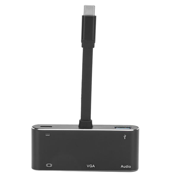5-in-1 Type-C Hub with HDMI VGA Audio PD Charging Black