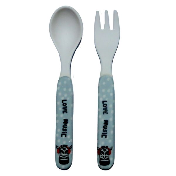 Zebra Theme Melamine Cutlery Set 135mm - "Love Music" Design Kids Set
