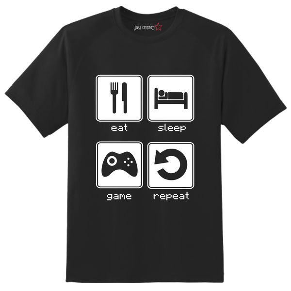 Just Kidding Boys "Eat Sleep Game" Short Sleeve Tshirt Black