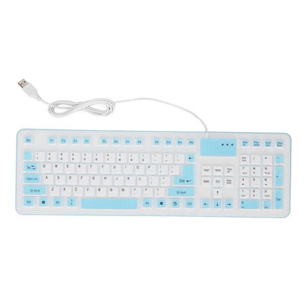 Silicone Keyboard PC 106 Key Foldable Blue