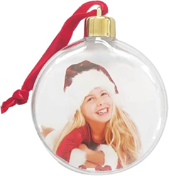 Set of 6 Photo Hanging Clear Bauble 10cm