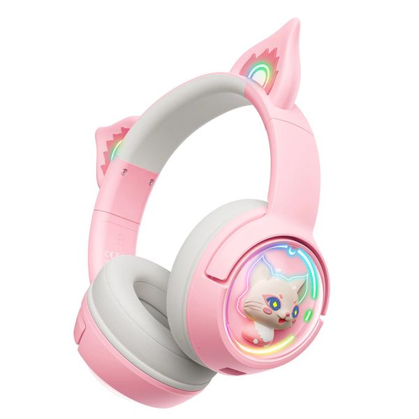ONIKUMA Cat Ear Bluetooth Wireless Gaming Headset with Microphone- Pink B5