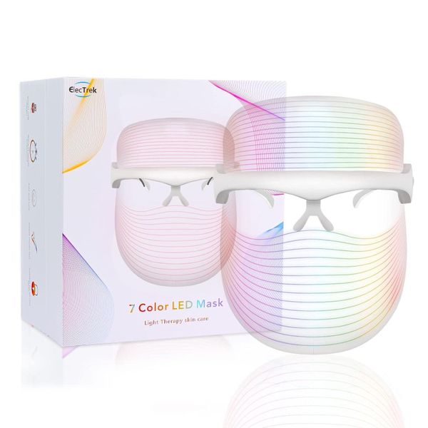 LED Face Mask Light Therapy,7 colors Portable Skin Treatment Mask